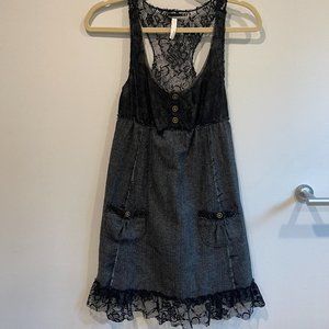 Free People Wool-Blend Jumper Dress with Lace Trim